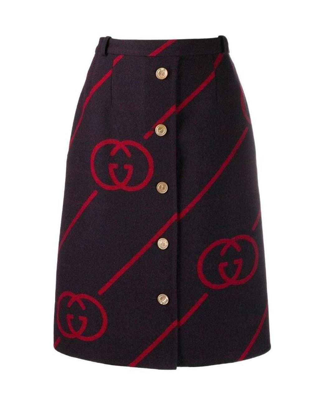 Gucci Purple Interlocking G Reversible Wool Skirt
