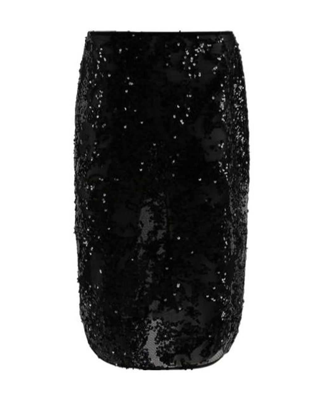 Victoria Beckham Black Sheer Sequin Pencil Skirt