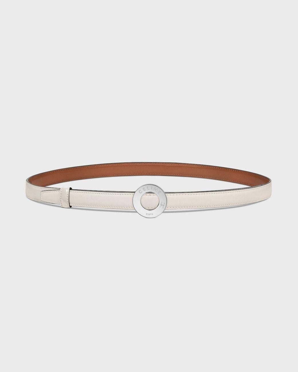 Céline White Triomphe Buckle And Reversible Taurillon Leather Strap