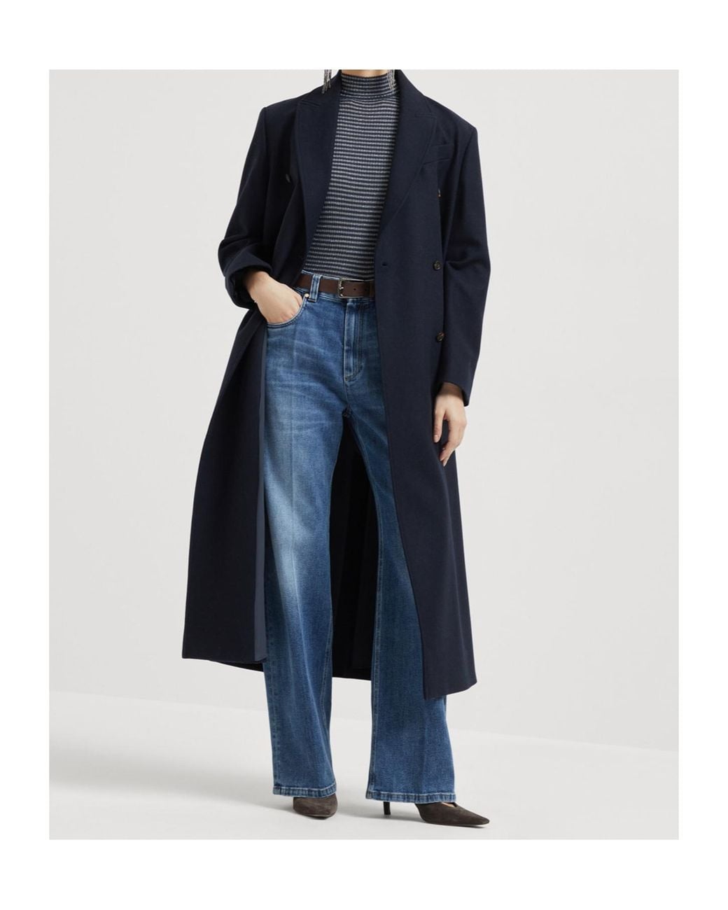 Brunello Cucinelli Blue Striped Lightweight Sweater