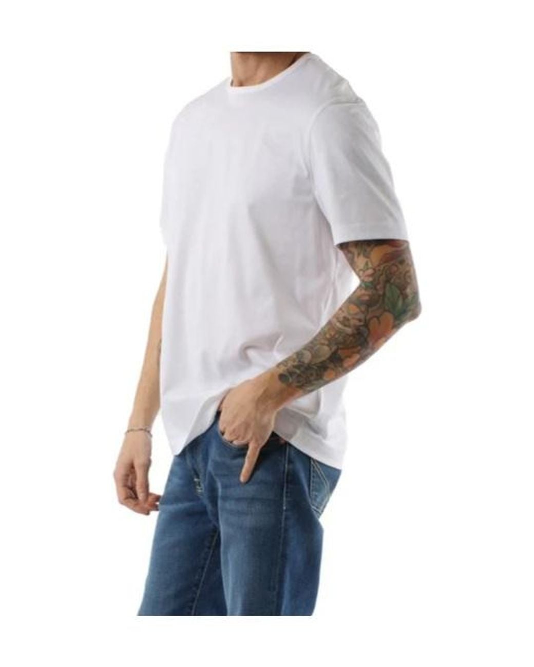 Calvin Klein White Cotton Crew Neck Tee for men