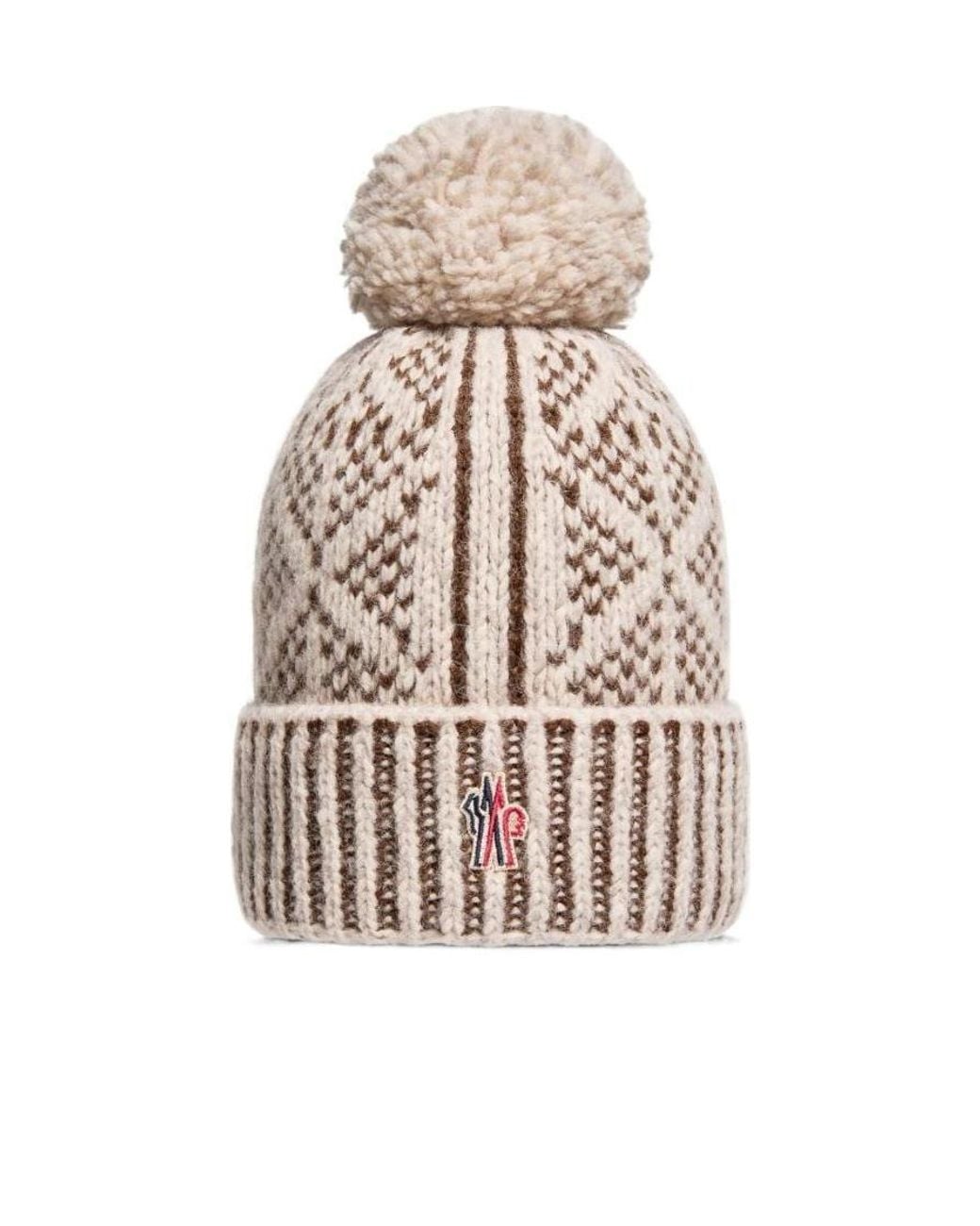 Moncler White Alpaca Wool Blend Beanie With Pom Pom for men