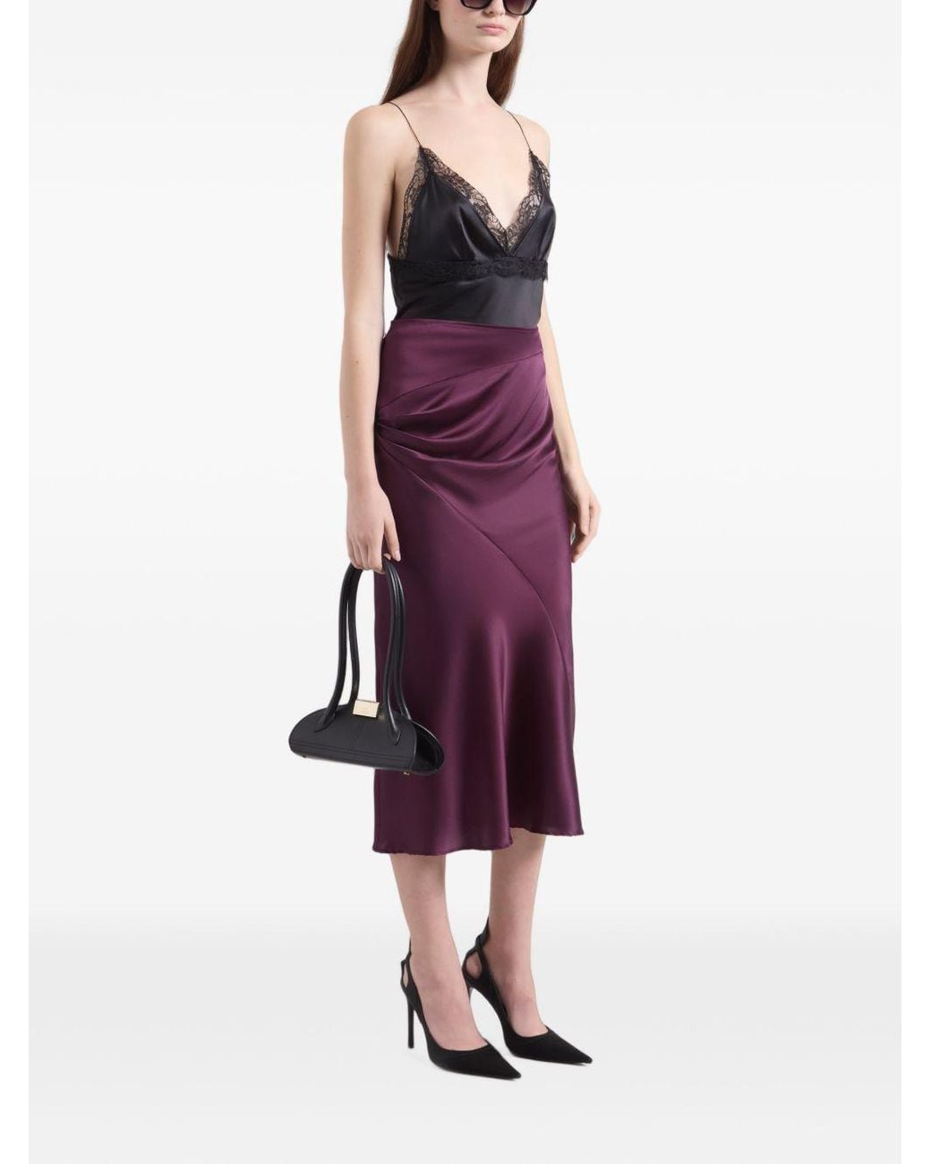 Nina Ricci Purple Asymmetrical Draped Skirt