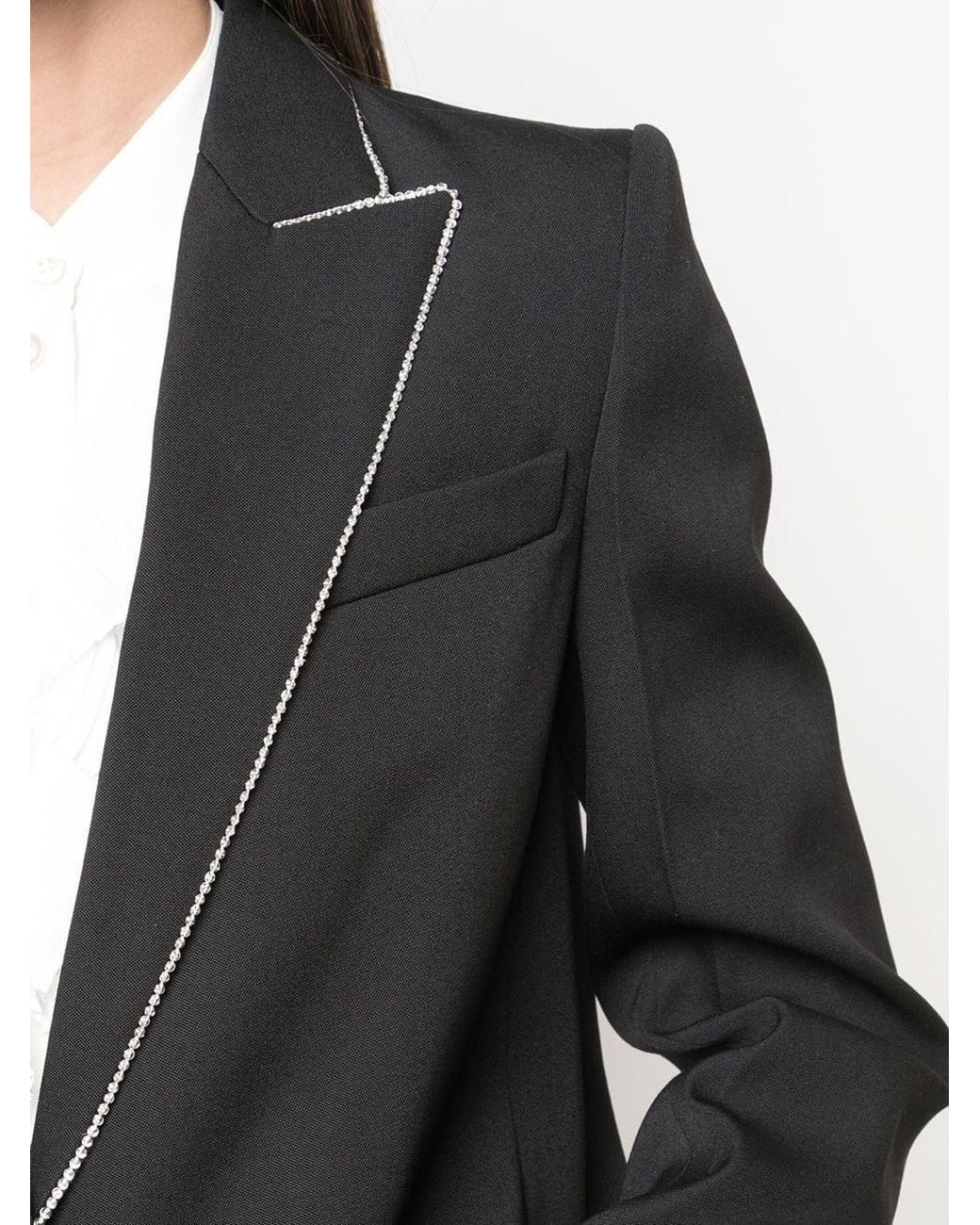 Givenchy Black Embellished Lapel Collar Blazer
