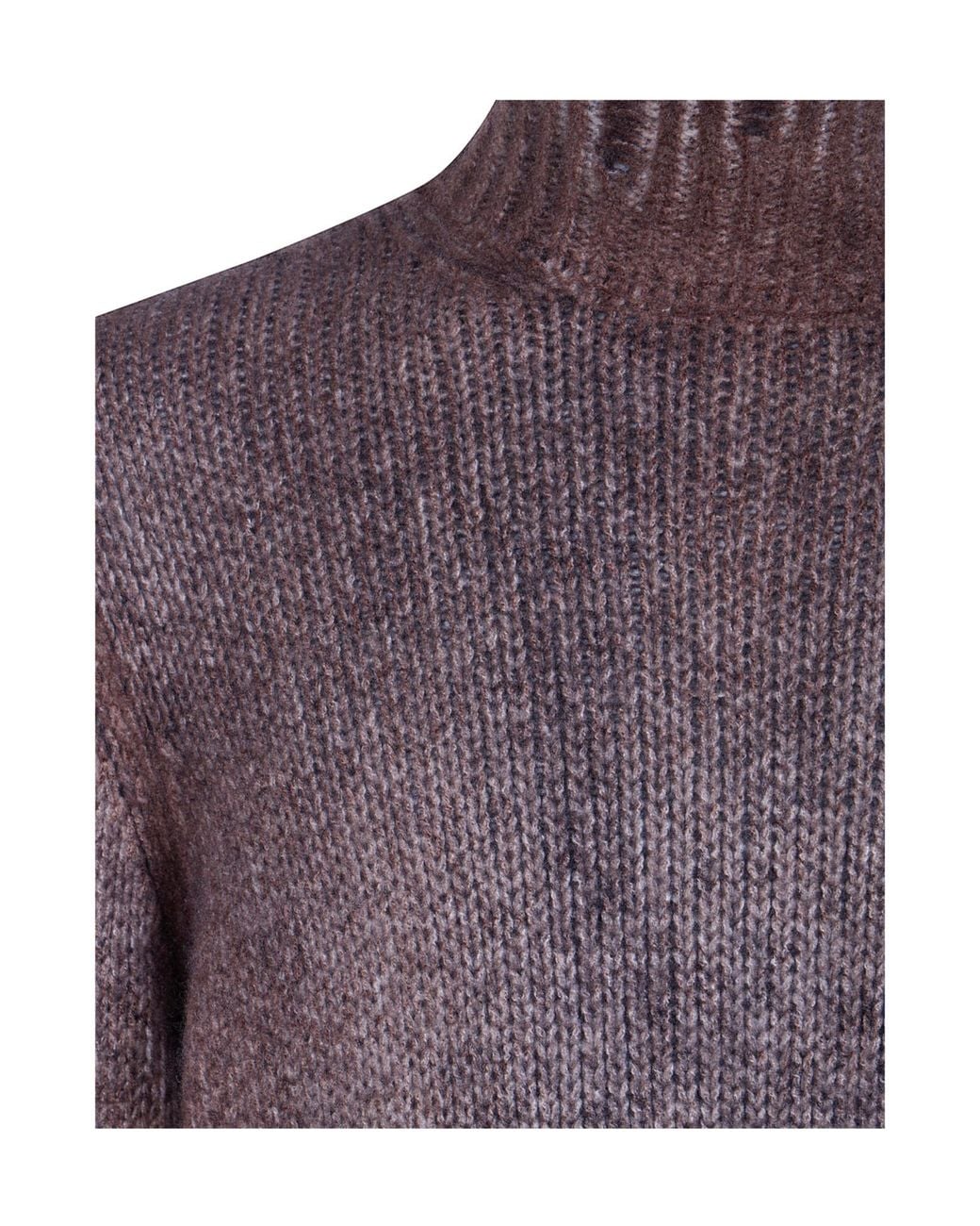 Avant Toi Purple Distressed-Effect Roll-Neck Sweater for men