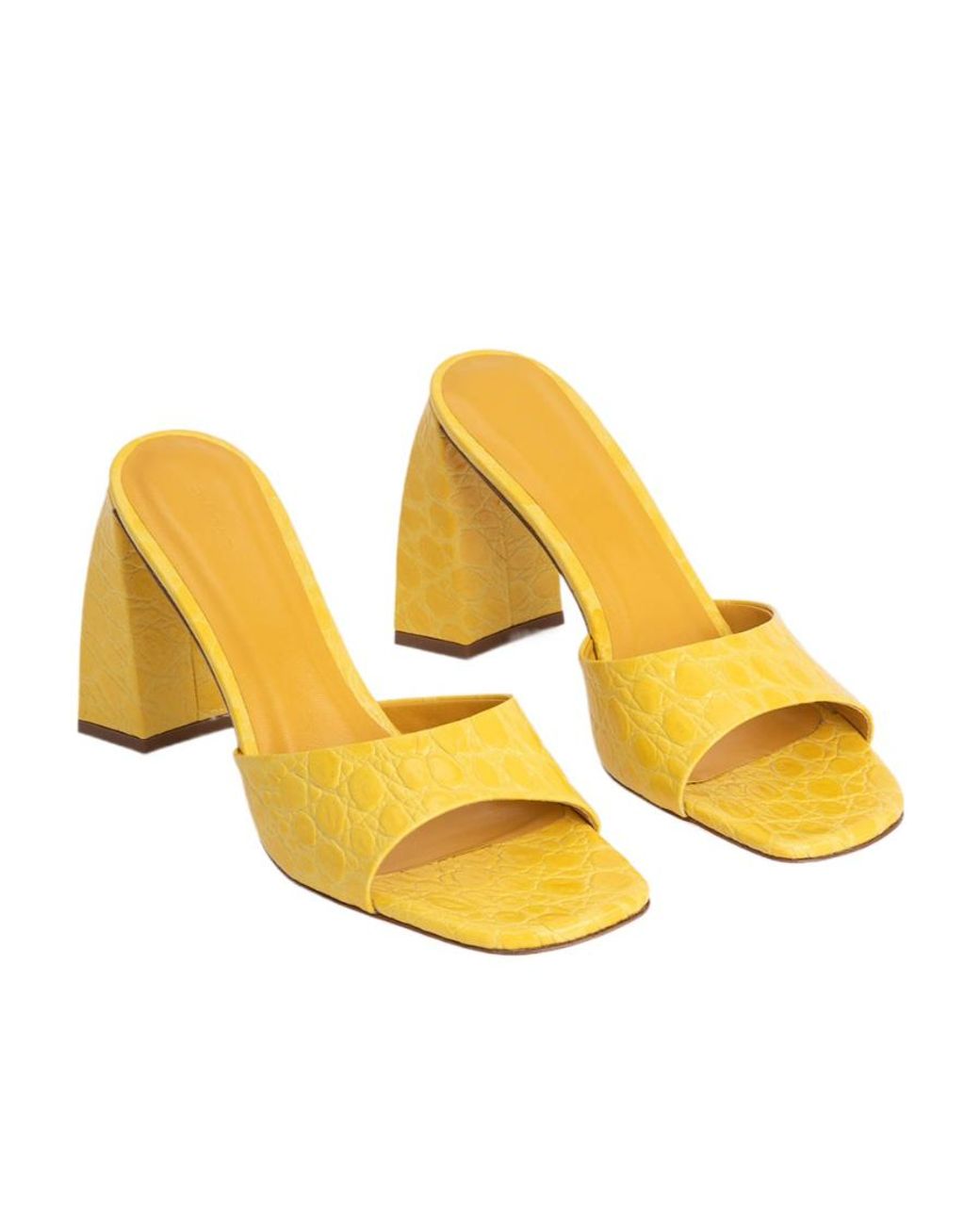 By Far Yellow Michele Squared-Toe Mules