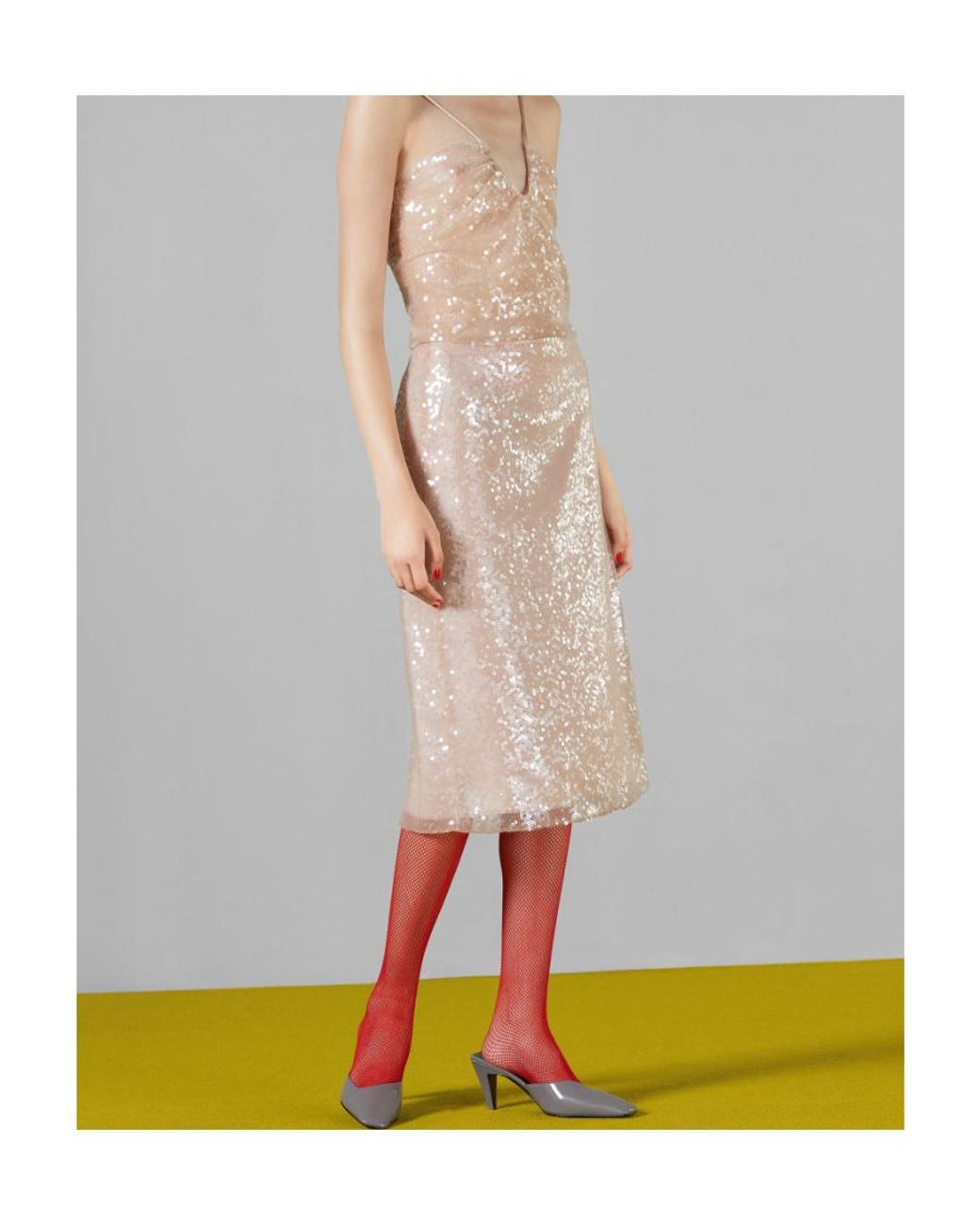 Gucci Natural Sequin Embroidered Tulle Skirt