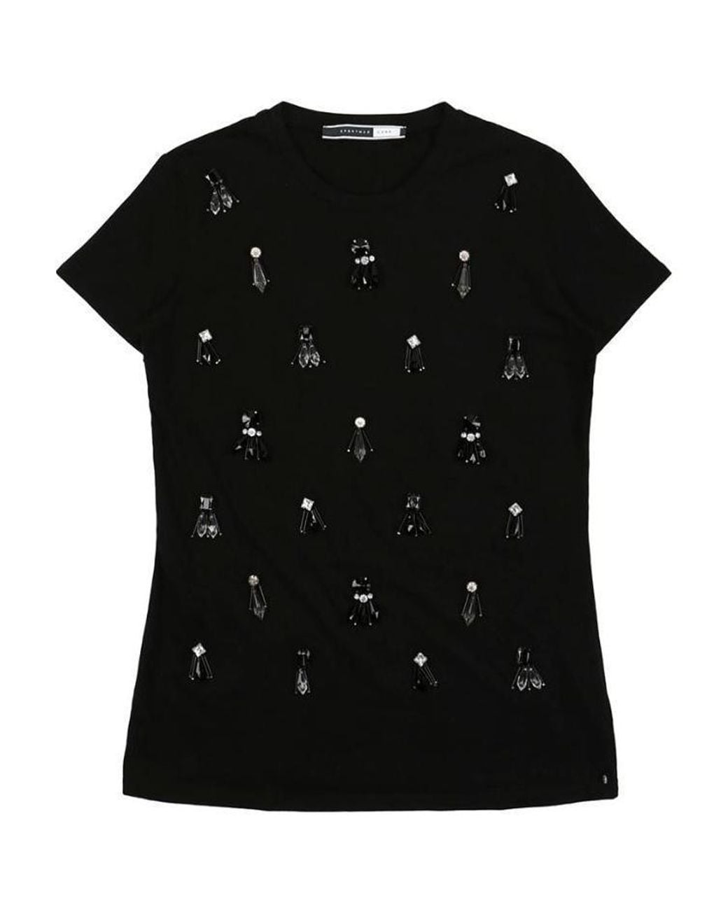 Sportmax Black T-Shirt With Round Neck And Short Sleeves