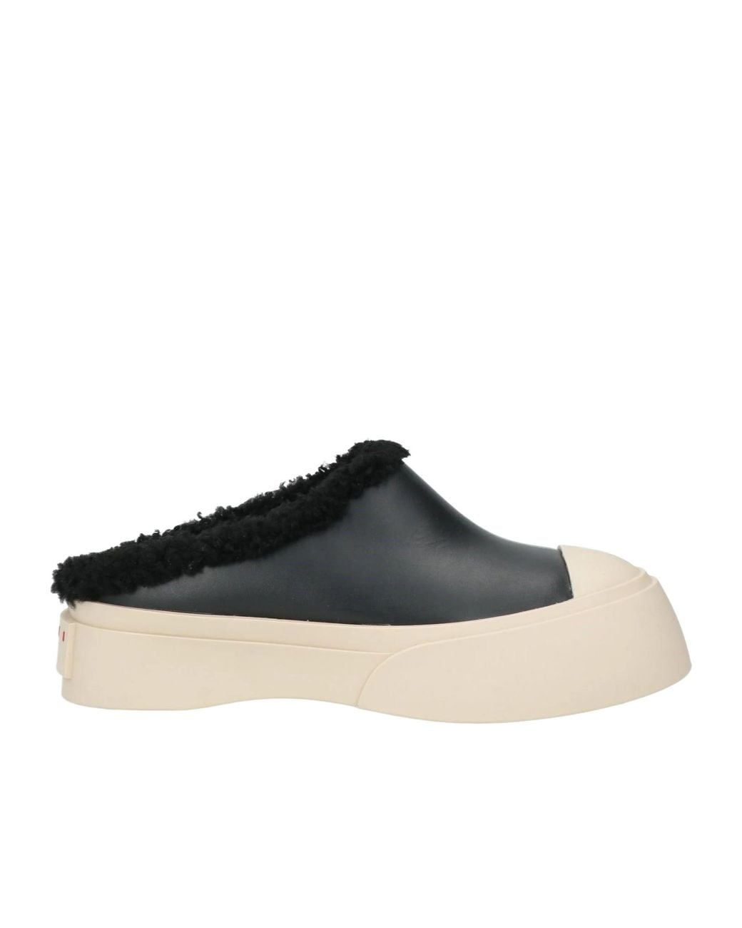 Marni Black Minimalist Leather Wedge Clogs