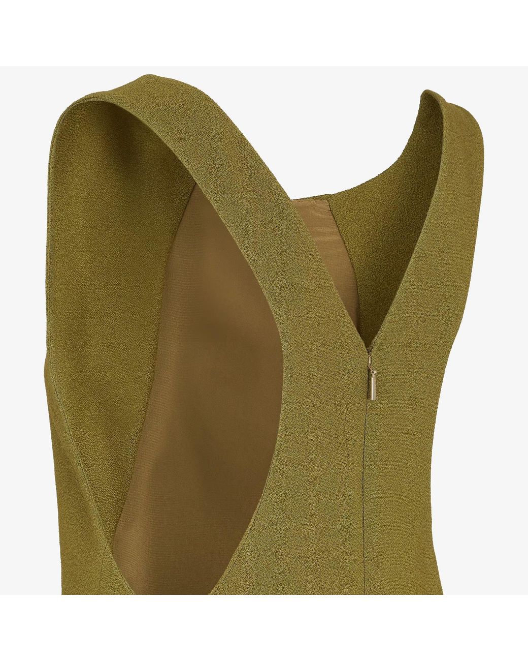 Fendi Green Back V-Shaped Sleeveless Midi Dress
