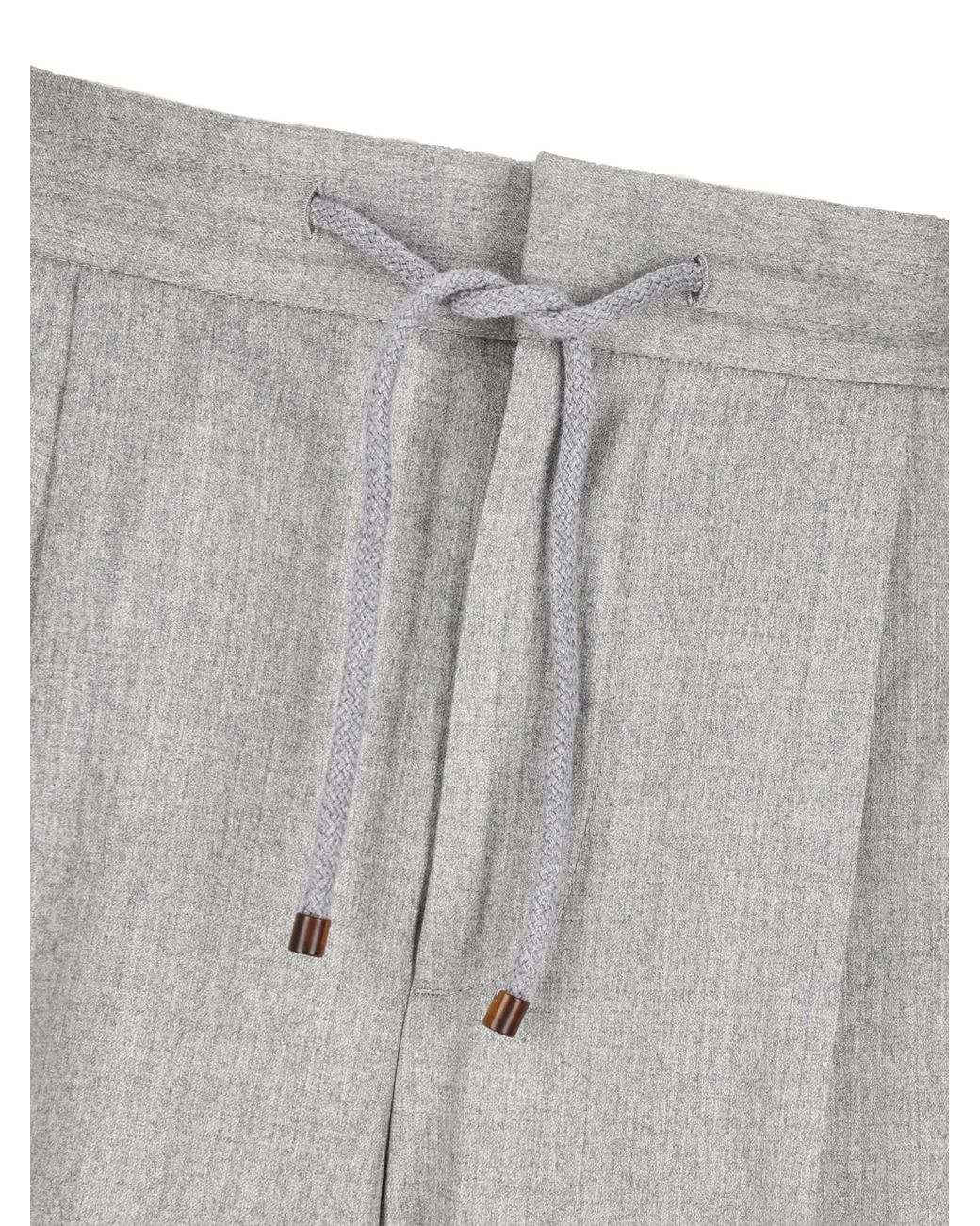 Brunello Cucinelli Gray Pleated Tapered Leg Trousers for men