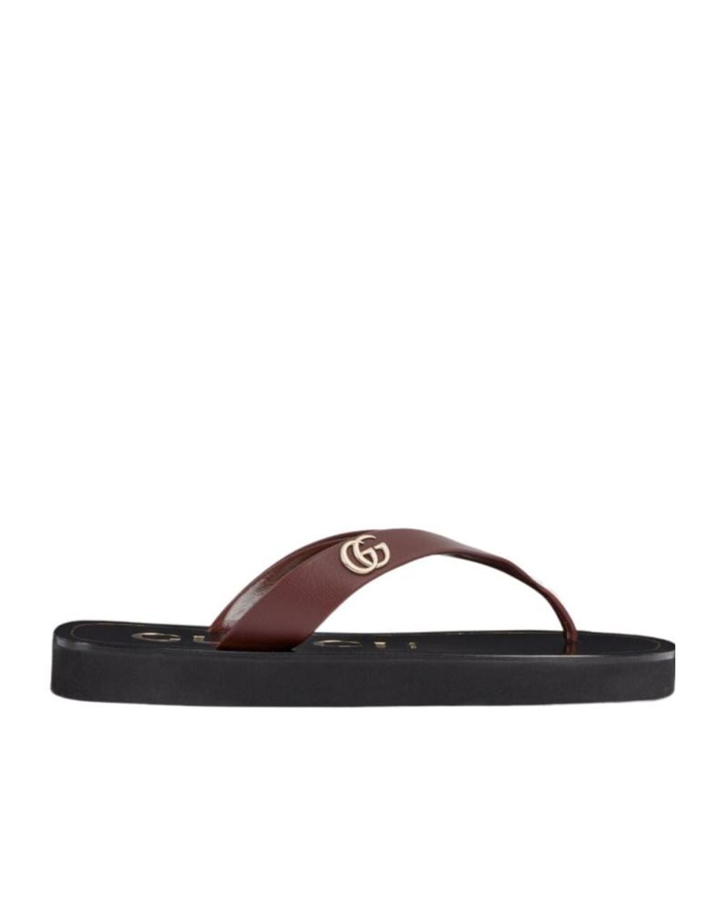 Gucci Brown Thong Sandal With Double G
