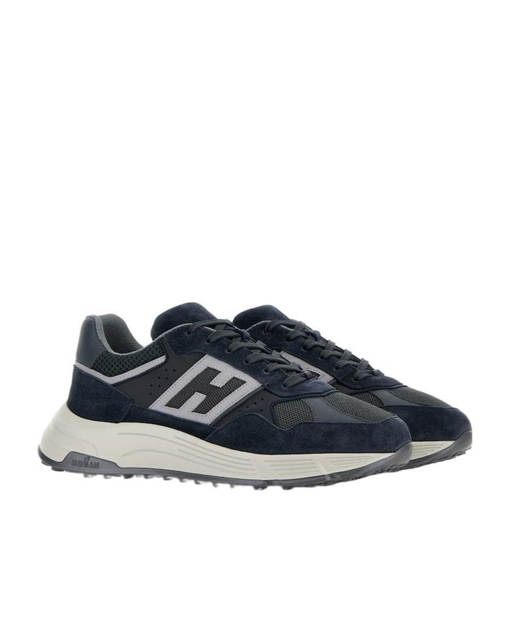 Hogan Blue Calfskin Lace-Up Sneakers With Contemporary Design for men