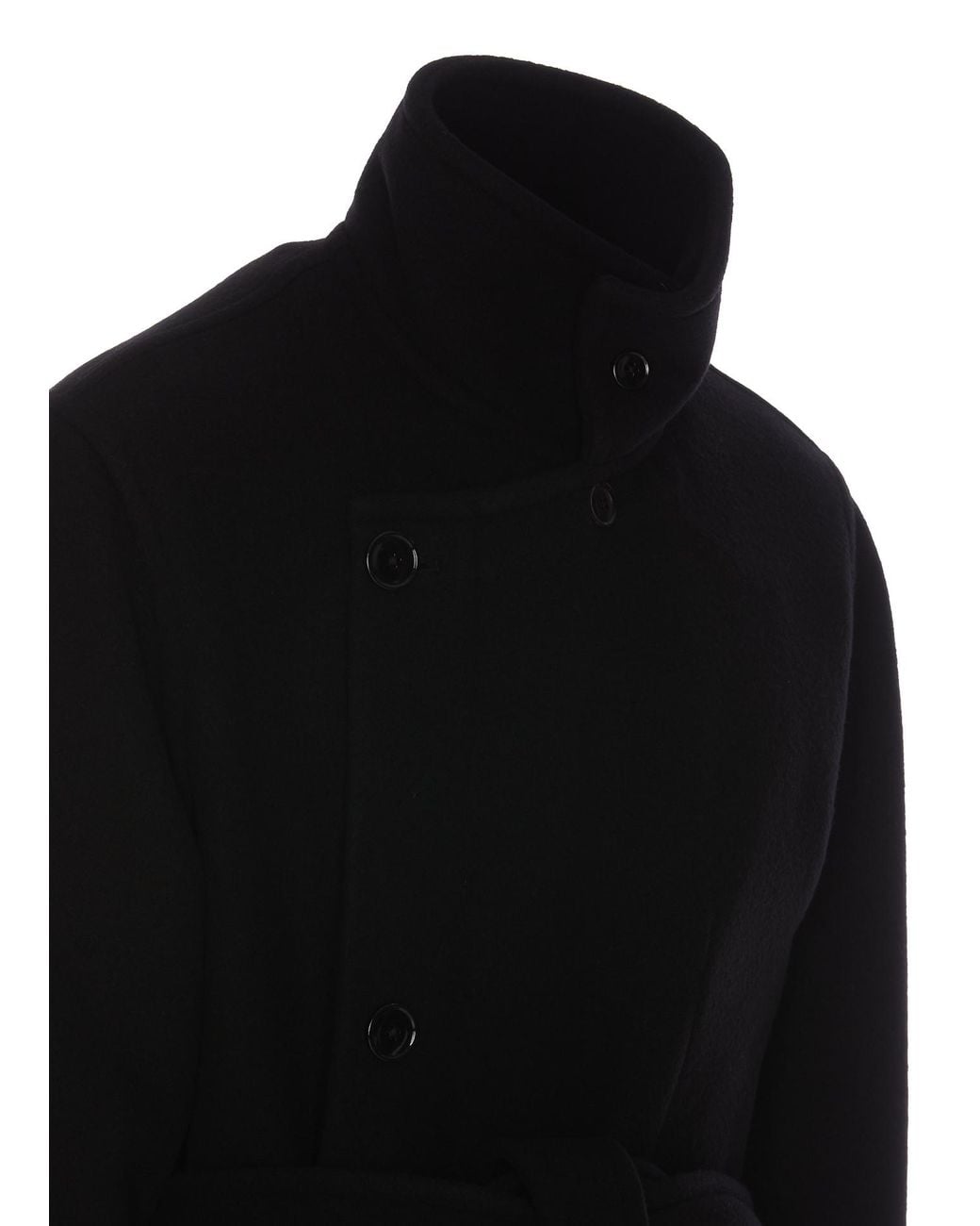 Lemaire Black Wool Coat for men
