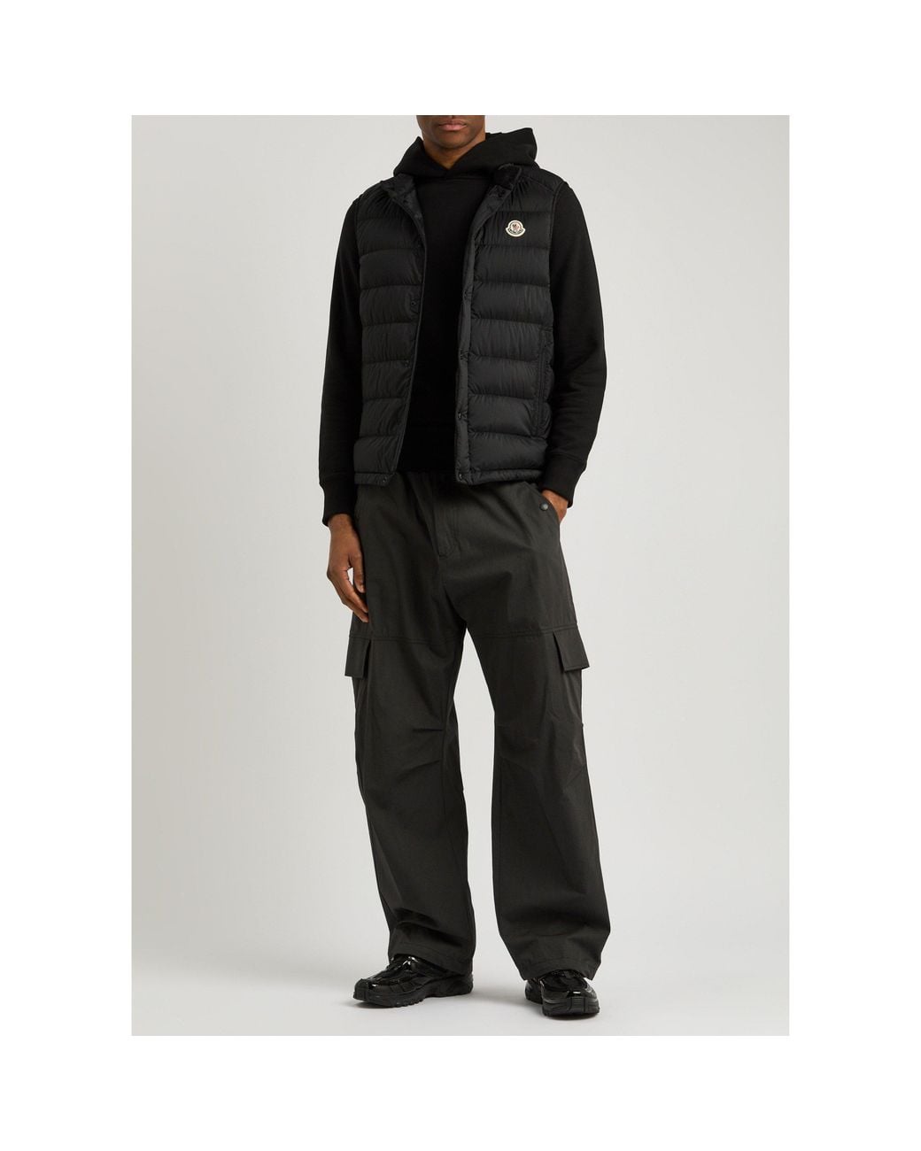 Moncler Black Stand-Collar Horizontal Quilting Down Vest for men