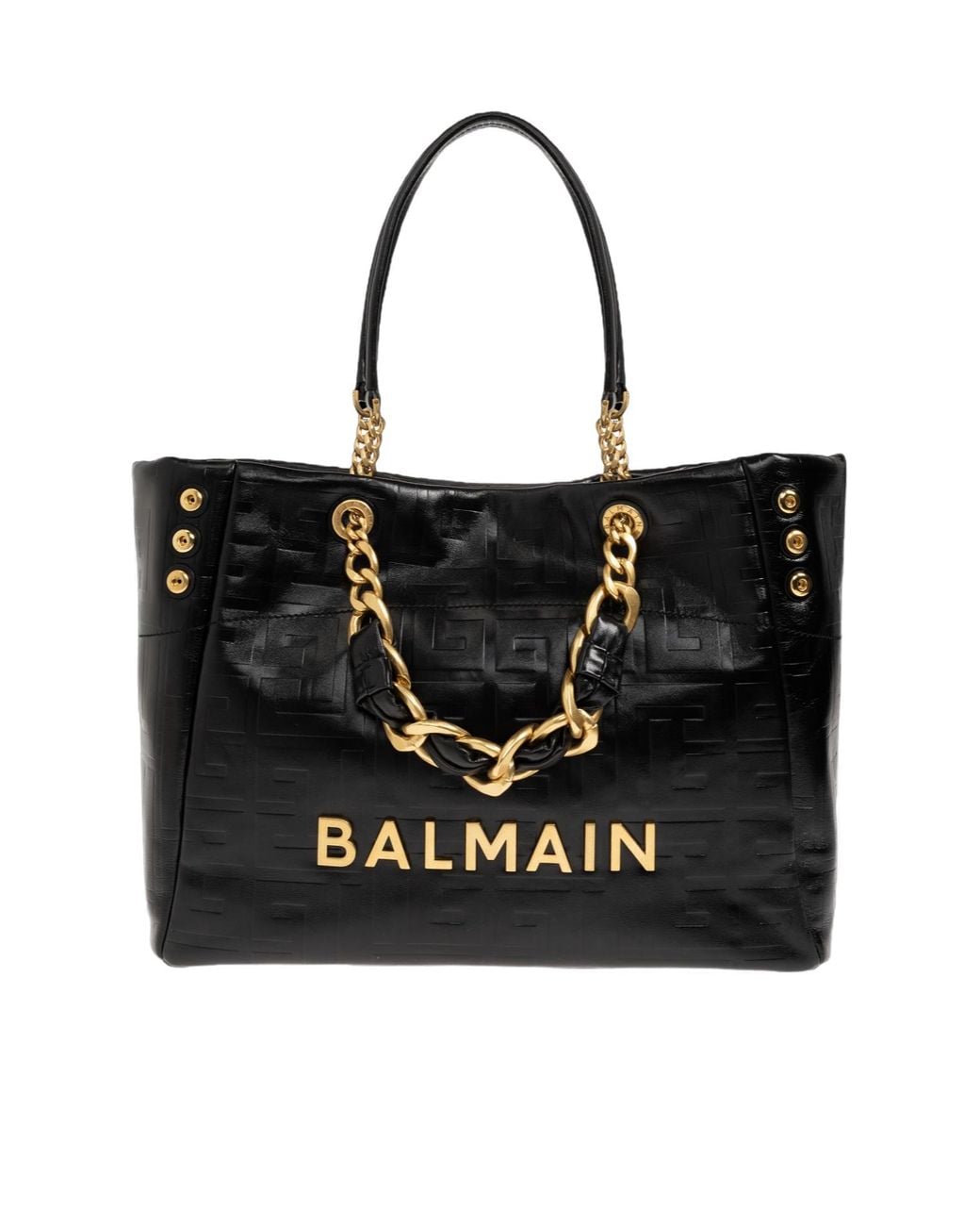 Balmain Black 1945 Soft Chain Tote Bag