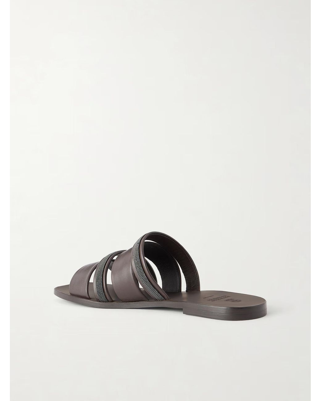 Brunello Cucinelli Brown Square-Toe Flat Sandals