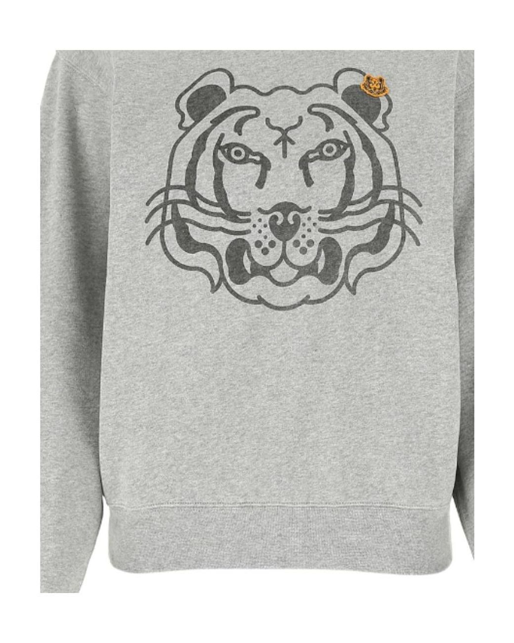 KENZO Gray Tiger-Print Cotton Sweater