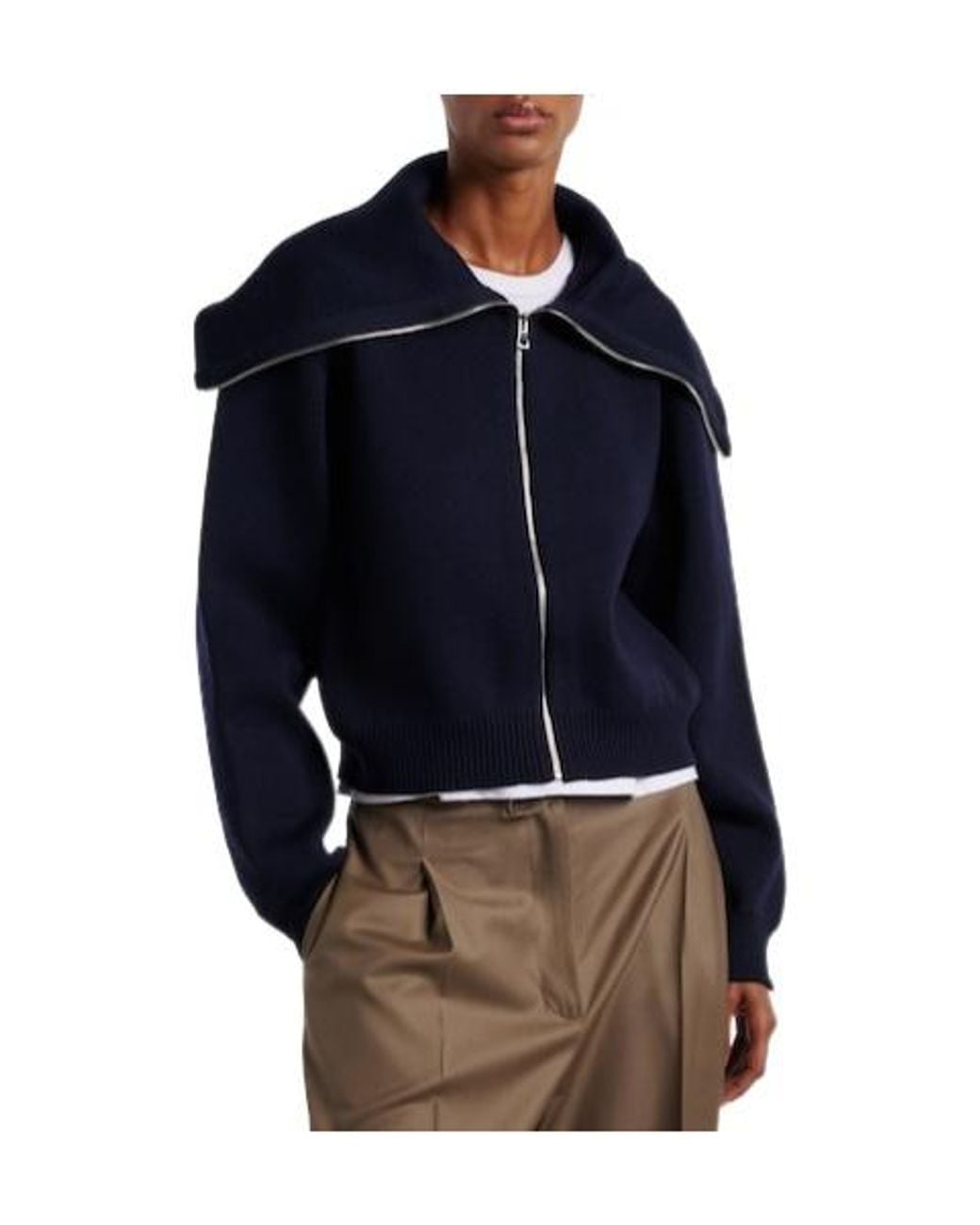 Rohe Blue Wool Zip-Up Cardigan