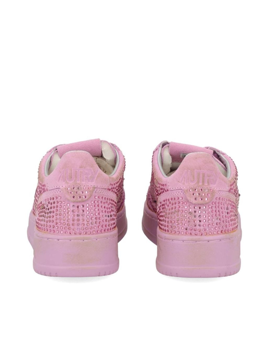 Autry Pink Embellished Lace-Up Sneakers