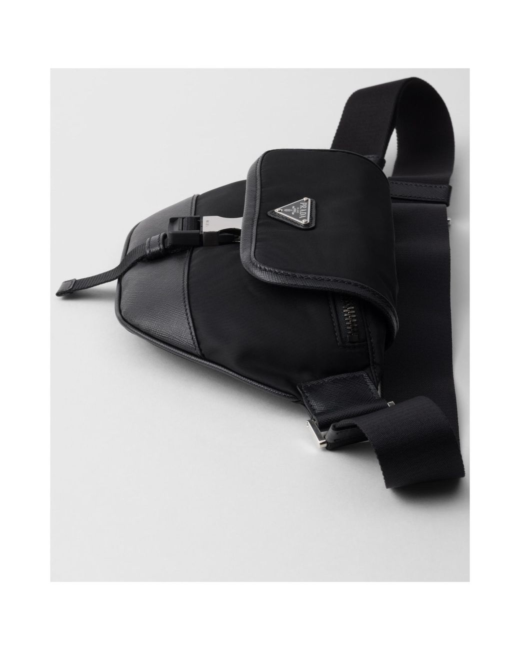 Prada Black Re-Nylon And Saffiano Leather Shoulder Bag for men