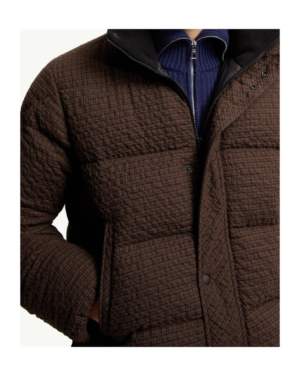 Moncler Brown Oronte Cotton Flannel Short Down Jacket for men