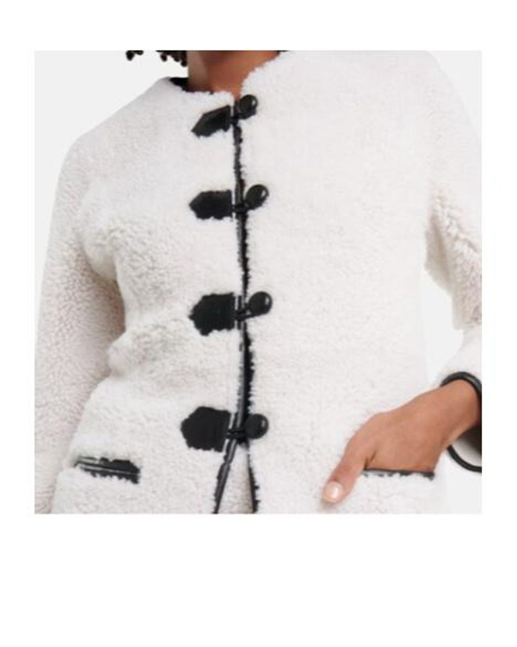Blancha White Leather-Trimmed Shearling Jacket