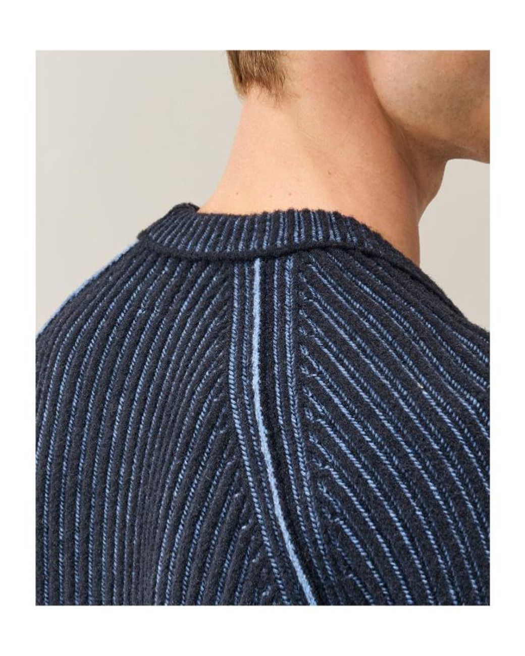 C P Company Blue Ribbed-Knit Lens-Detail Sweater for men