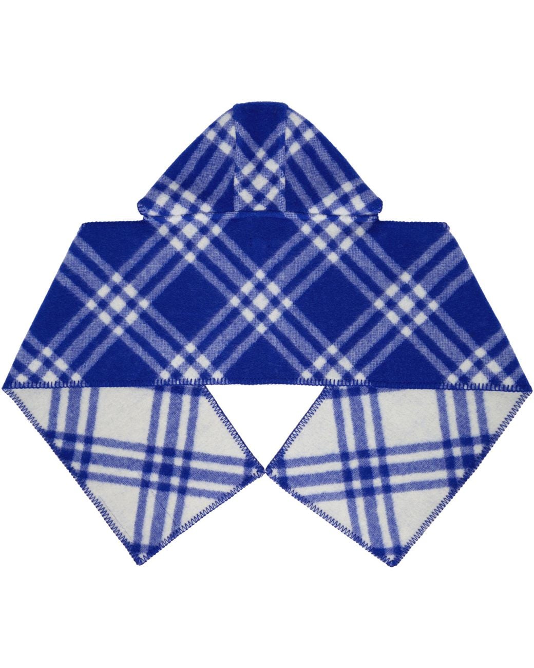 Burberry Blue Hood Equestrian Knight Checked Scarf