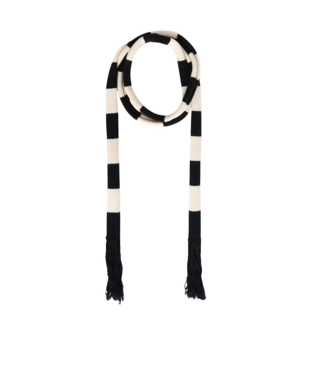 Zadig & Voltaire White Striped Tasseled Scarf