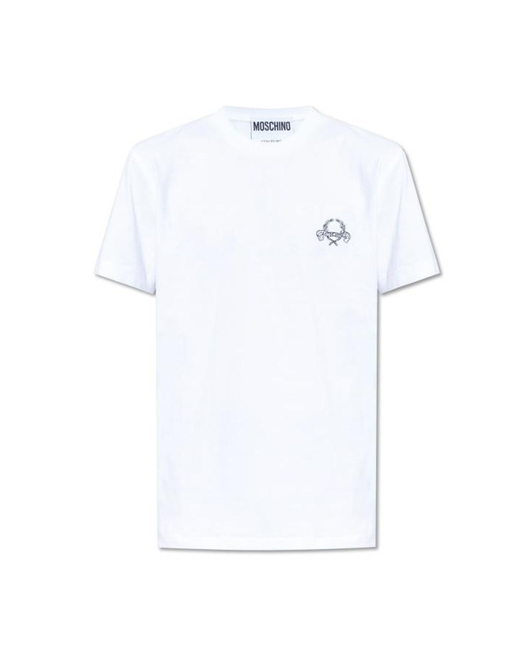 Moschino White T-Shirt With Embroidered Logo for men