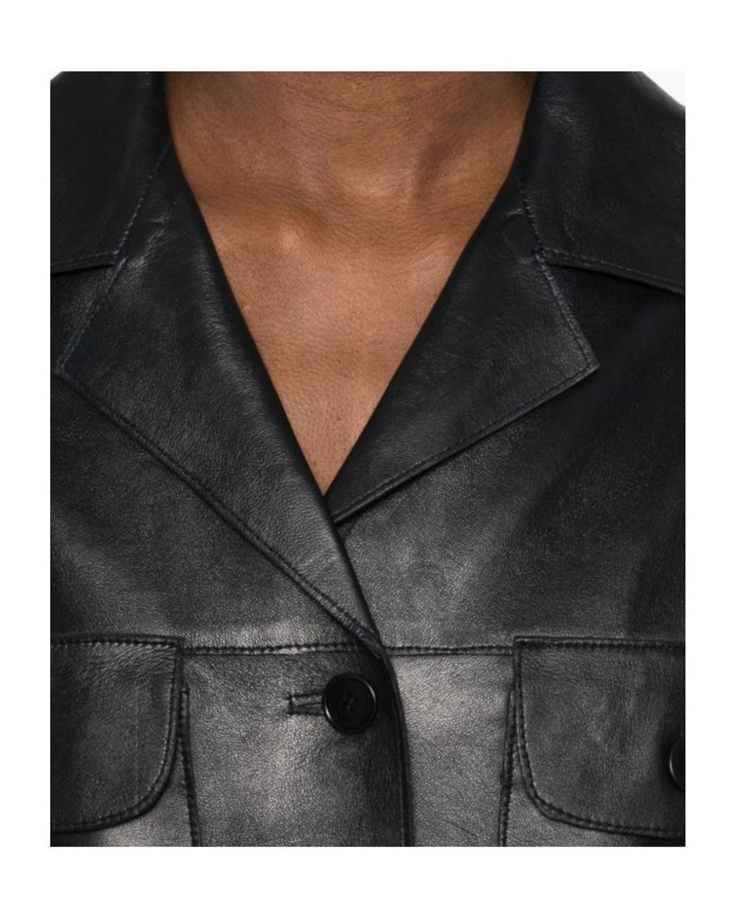 P.A.R.O.S.H. Black Single-Breasted Leather Blazer