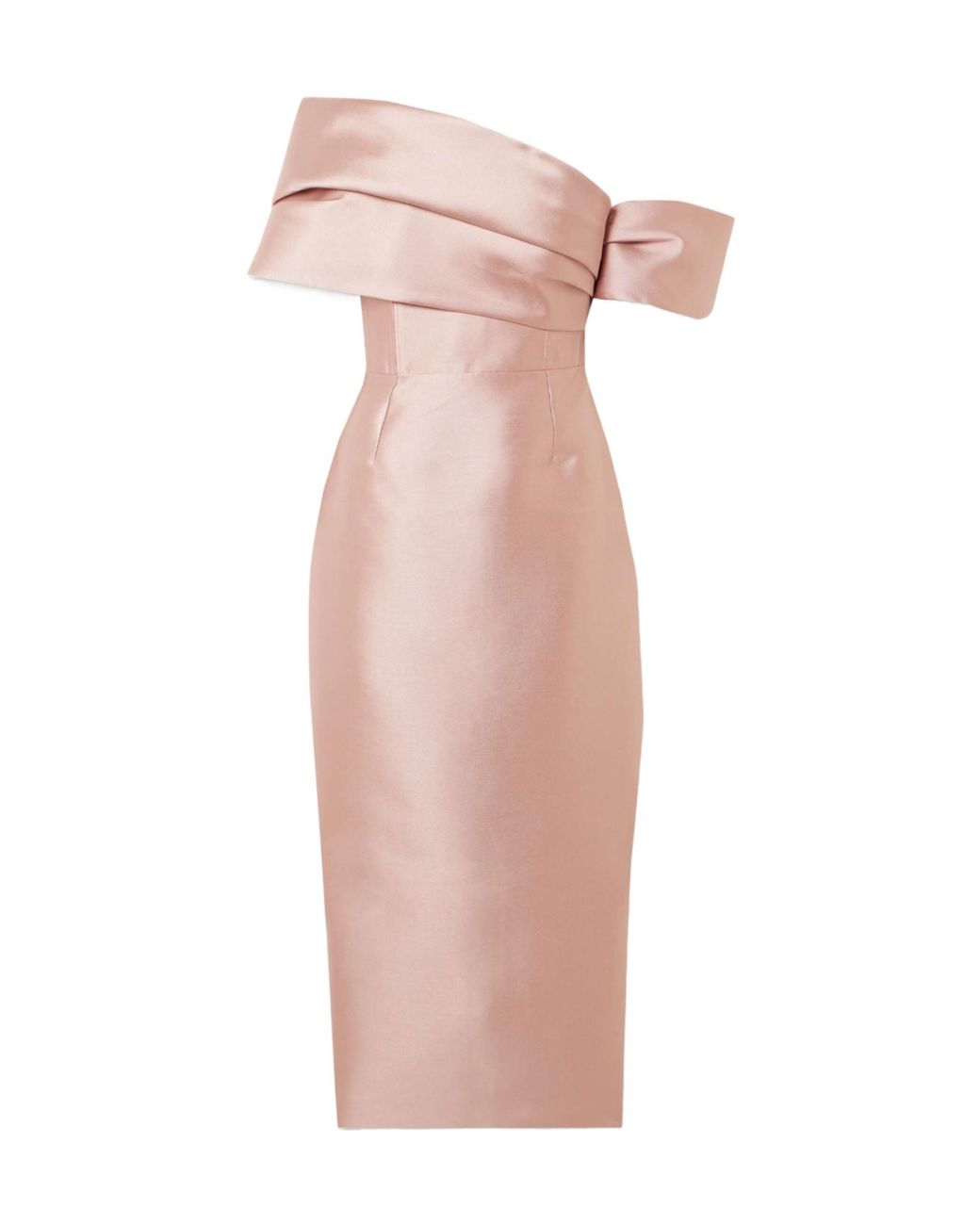 Solace London Pink Shoulder Faille Midi Dress