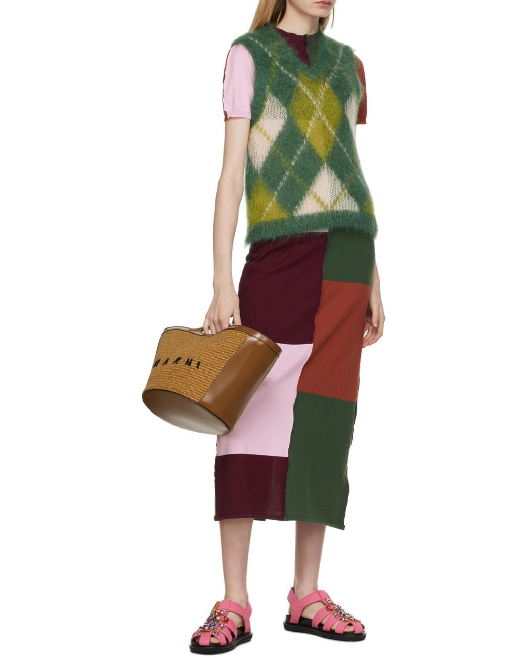 Marni Brown Tropicalia Small Tote Bag