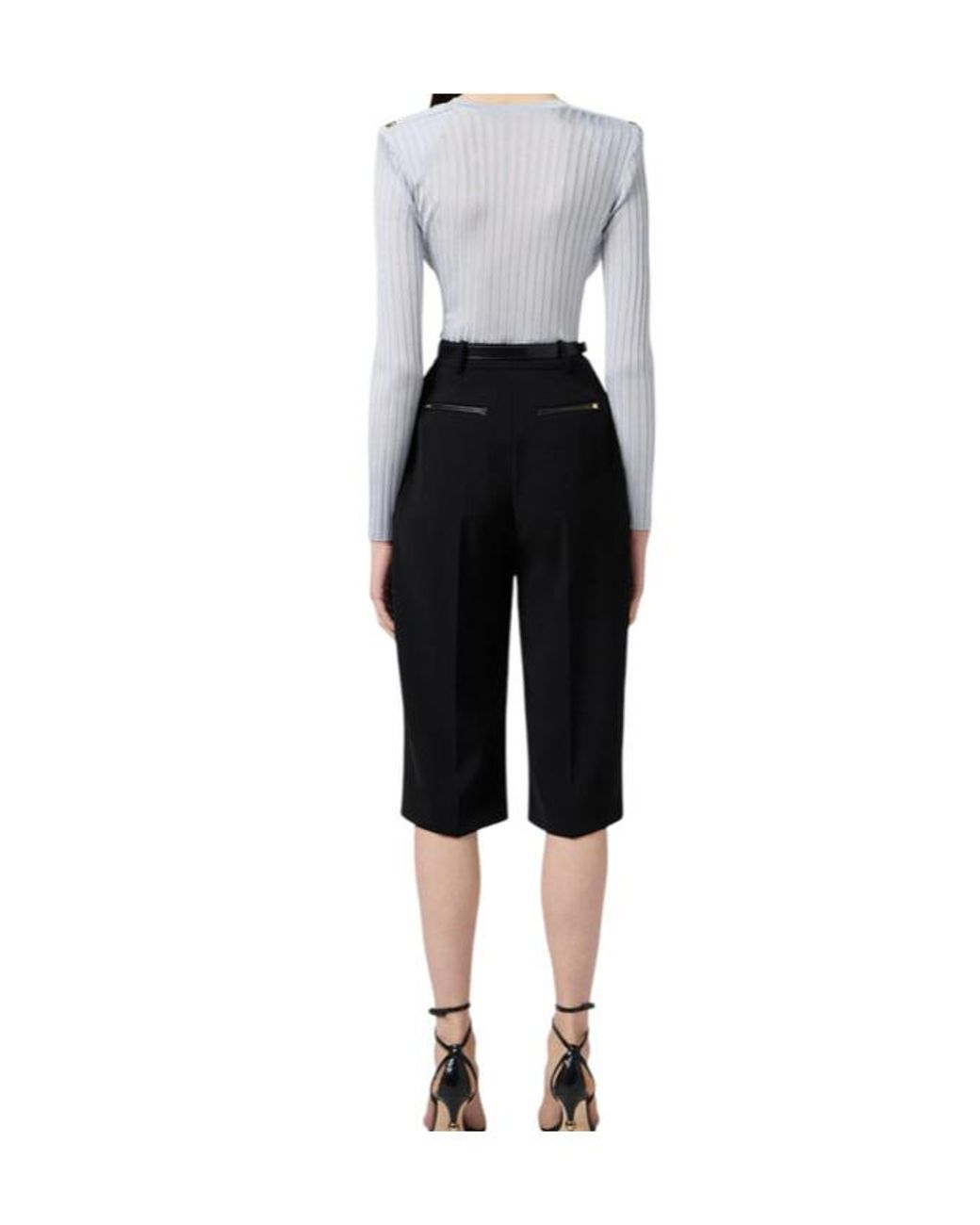Elisabetta Franchi Blue Long-Sleeved V-Neck Jumper