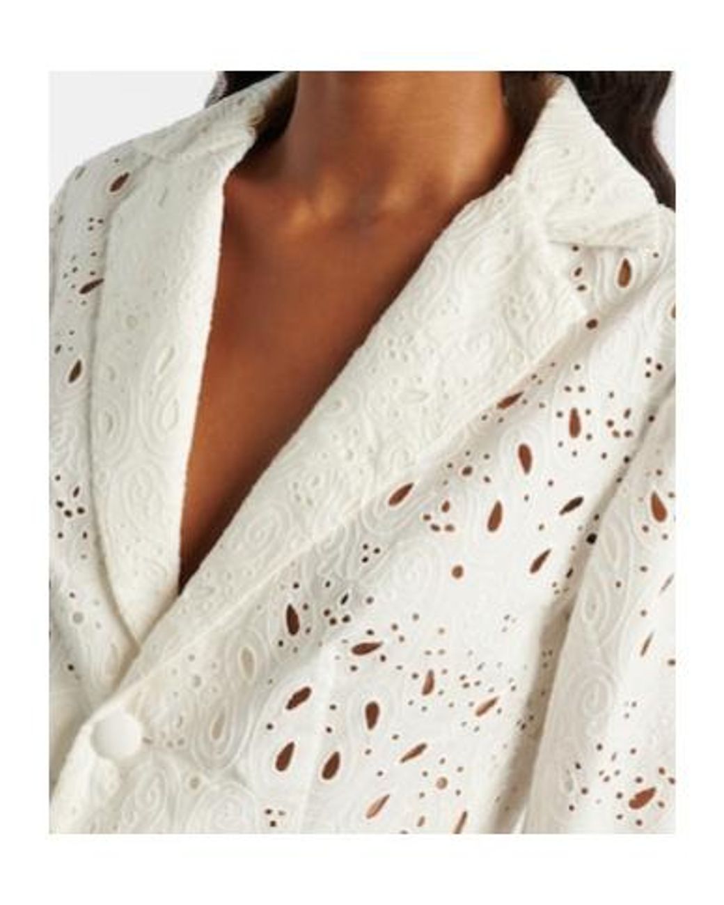 FRAME White Paisley Broderie Anglaise Cotton Blazer