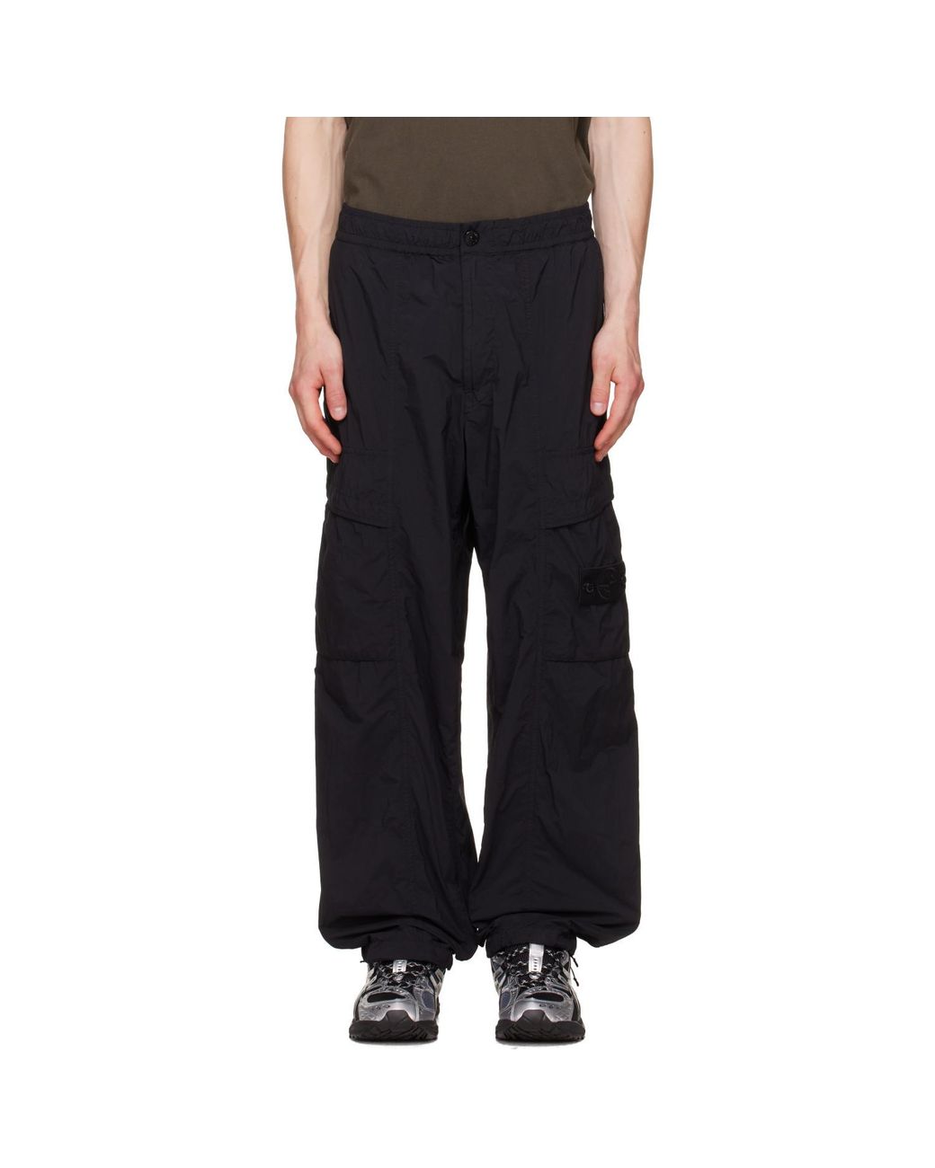 Stone Island Black Straight Leg Cargo Pants for men