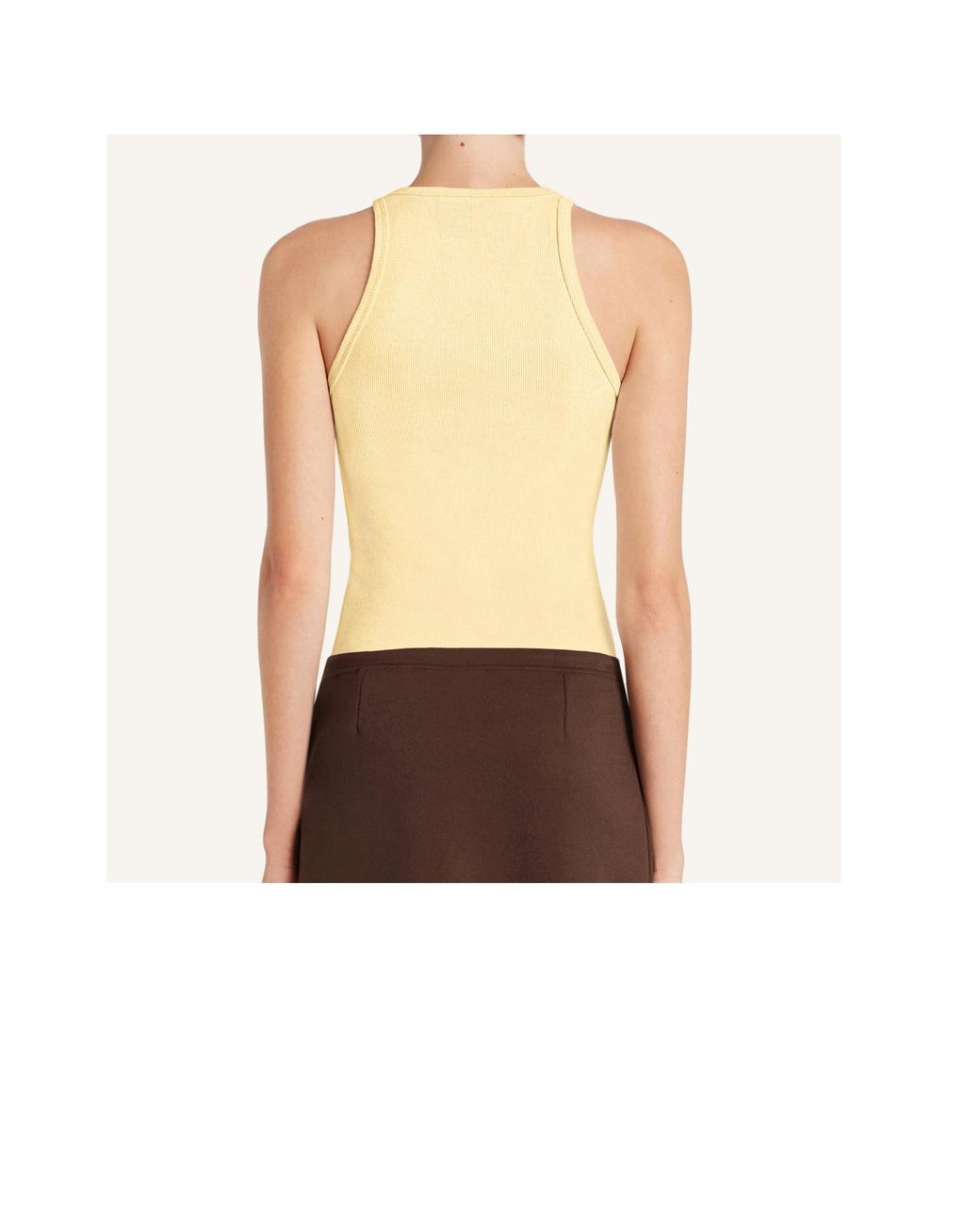 Courreges Yellow Buckle-Detail Ribbed Tank Top