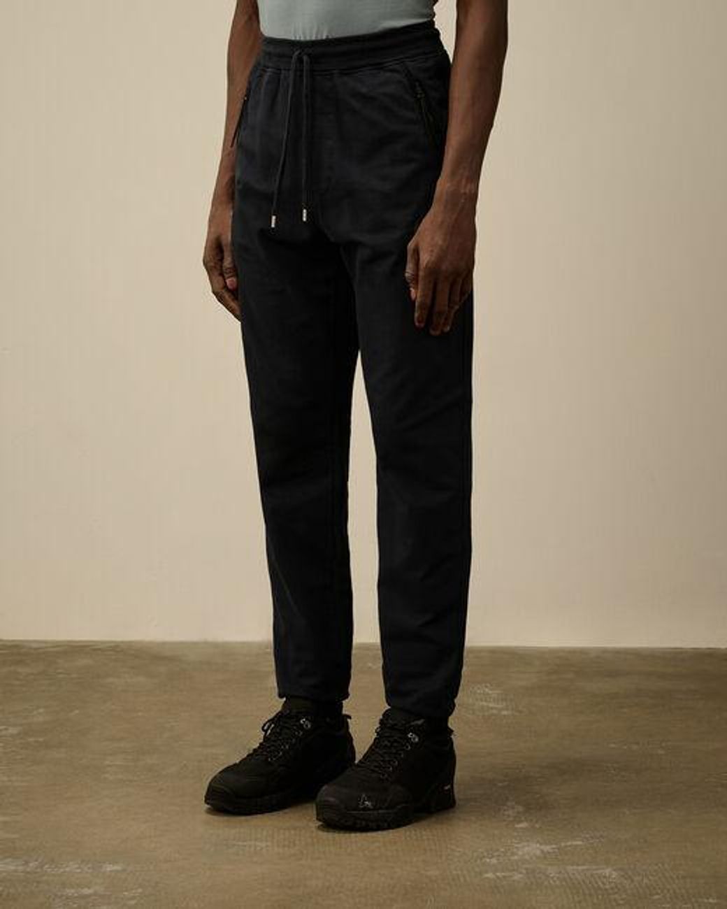 C P Company Black Logo Printed Drawstring Sweatpants for men
