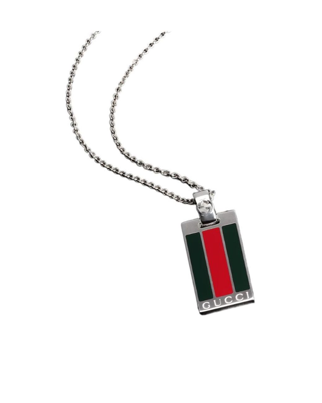 Gucci Black Pendant Chain Necklace With Web for men