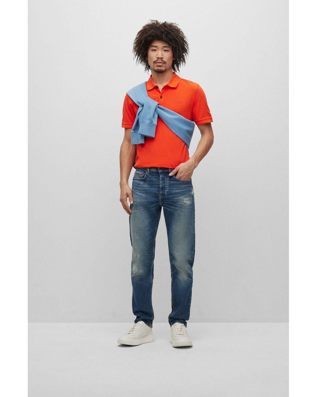 Boss Blue Logo Jeans for men
