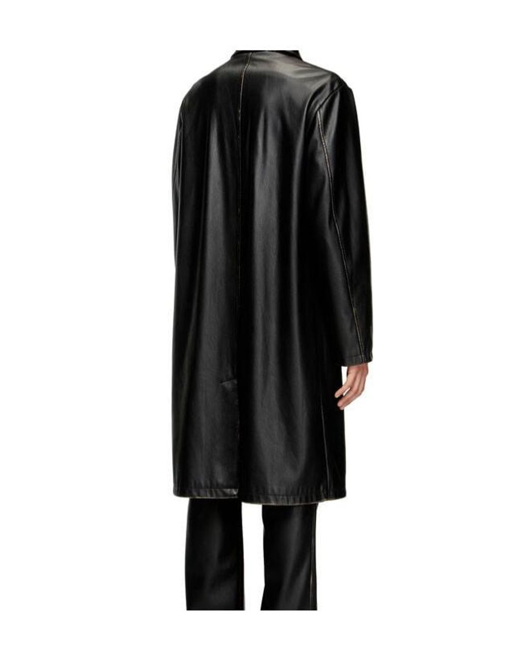DIESEL Black J-Rivers Faux Leather Coat for men