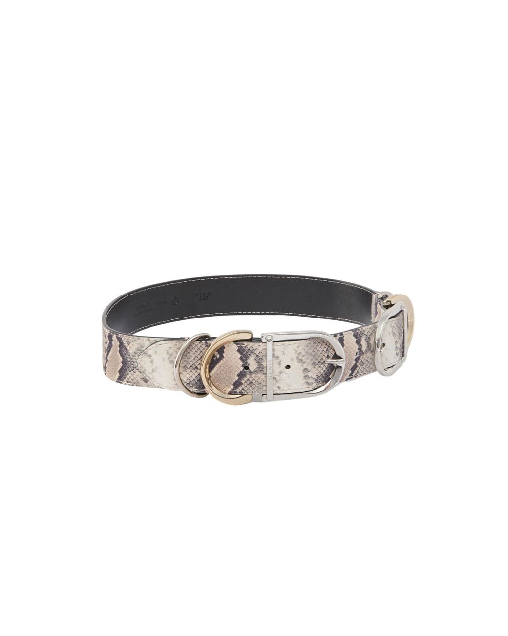 Pinko White Animal Print Belt