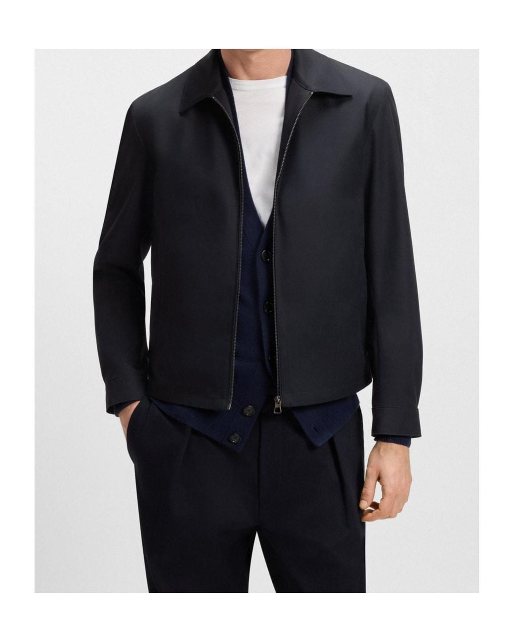 Boss Blue X David Beckham Classic-Collar Zip Jacket for men