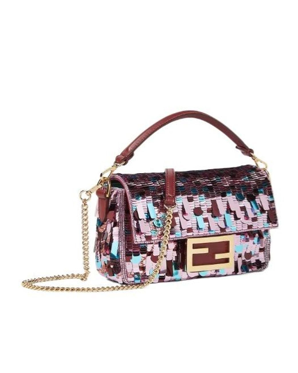 Fendi White Baguette Mini Sequin Bag