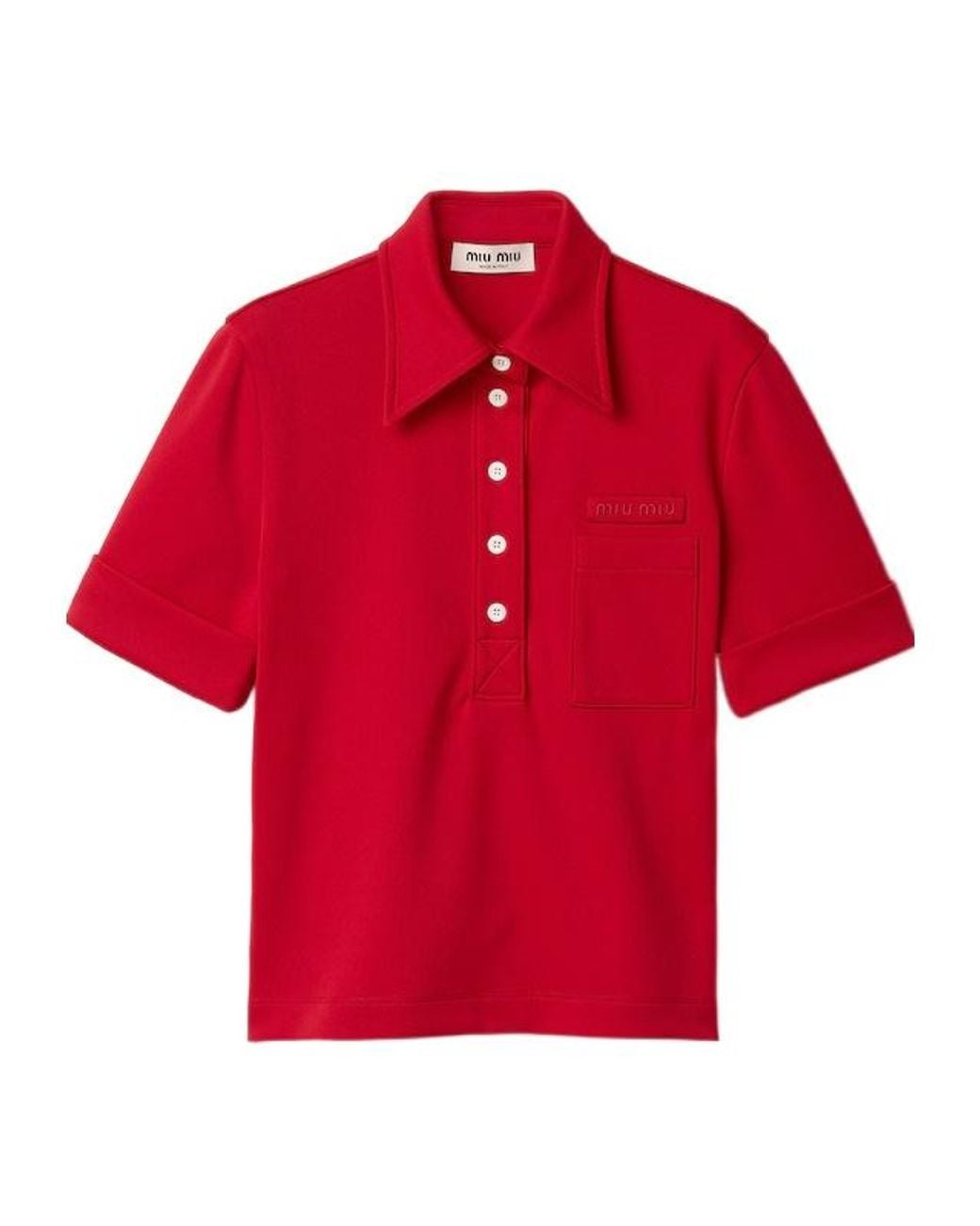 Miu Miu Red Technical Jersey Polo Shirt