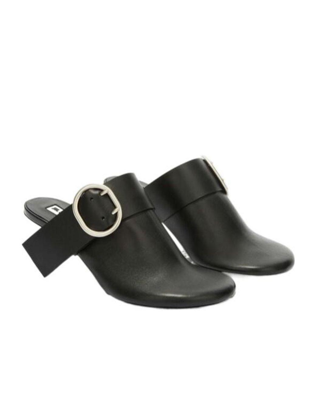 Jil Sander Black Buckled Heeled Mules