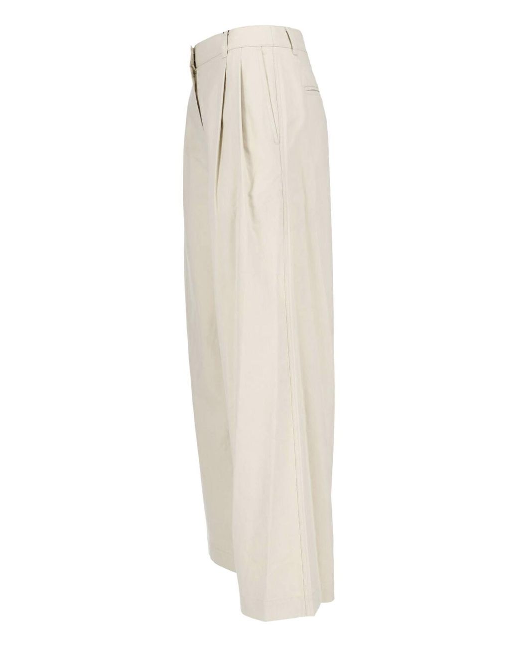 DUNST Natural Pleated Wide-Leg Pants