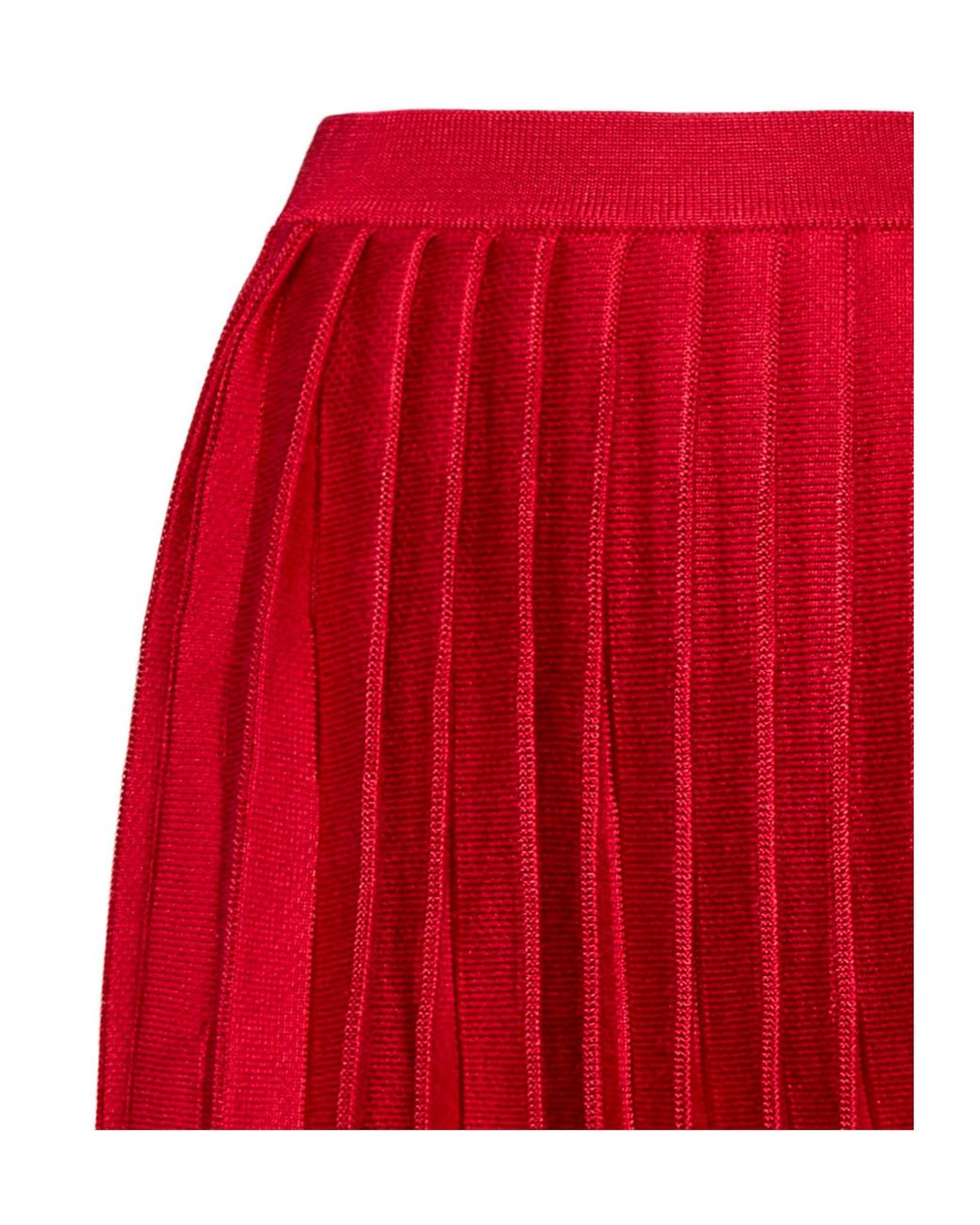 Self-Portrait Red Pleated Knit Mini Skirt