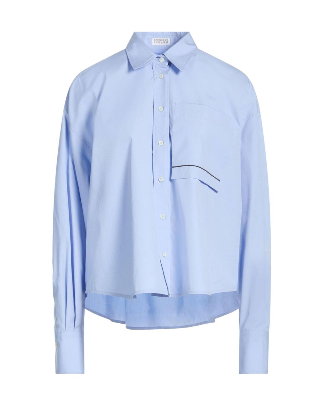 Brunello Cucinelli Blue Solid Color Long-Sleeve Shirt